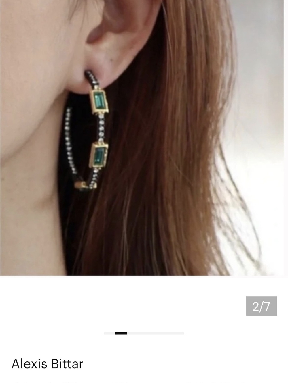 Alexis Bittar Gold Hoop Earrings with Green Gem Accents